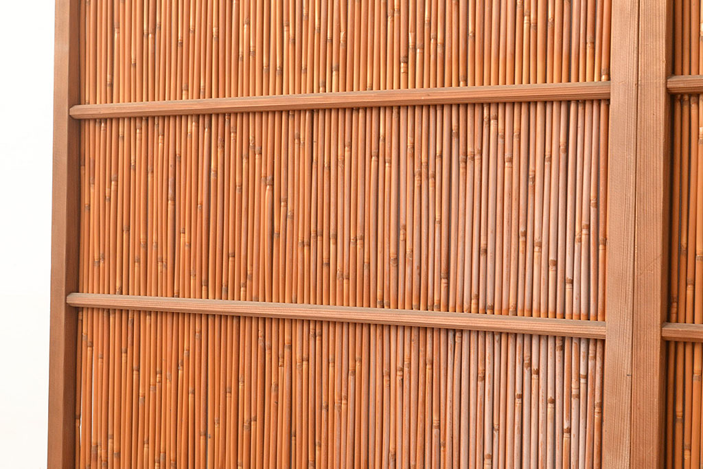 アンティーク建具　鮎の絵柄が風情を高める簀戸4枚セット(簾戸、葭戸、夏障子、夏戸、すど、葦戸)(R-048318)