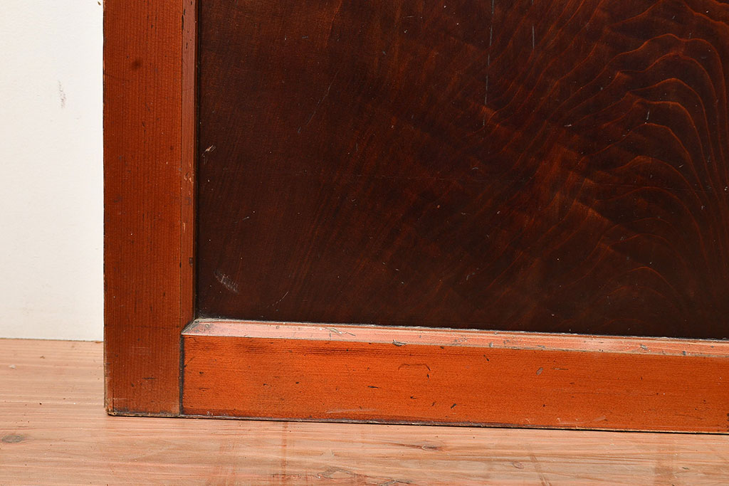 和製アンティーク　力強い木目が目を引く上質な障子帯戸4枚セット(障子戸、格子戸、板戸、引き戸、建具)(R-048351)