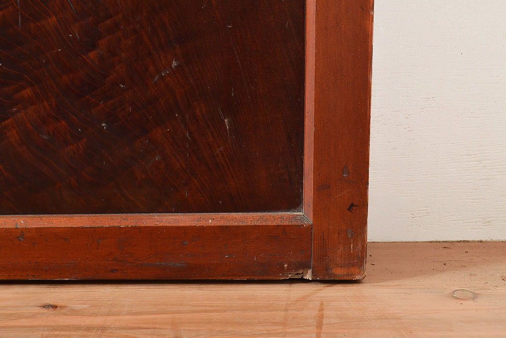 和製アンティーク　力強い木目が目を引く上質な障子帯戸4枚セット(障子戸、格子戸、板戸、引き戸、建具)(R-048351)