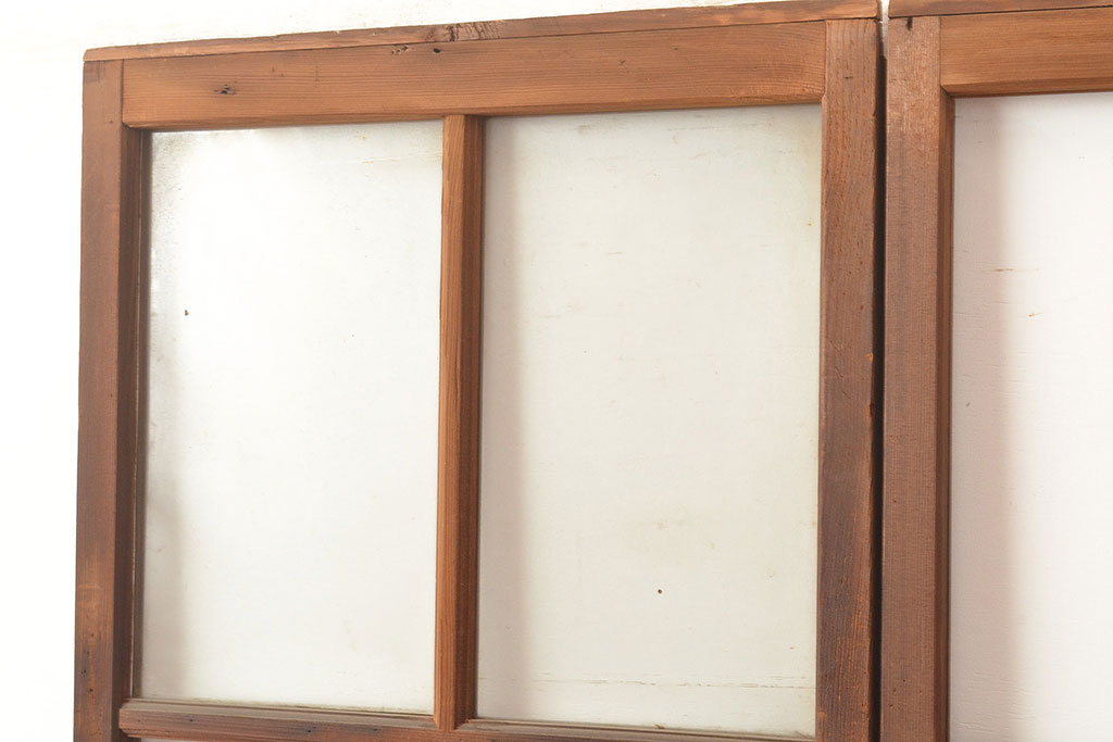 和製アンティーク　レトロな雰囲気がどこか懐かしい幅狭ガラス戸4枚セット(引き戸、建具)(R-048362)