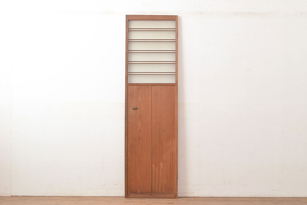アンティーク建具　窓ガラス付きのレトロな木製扉(ドア、建具)(R-048372)