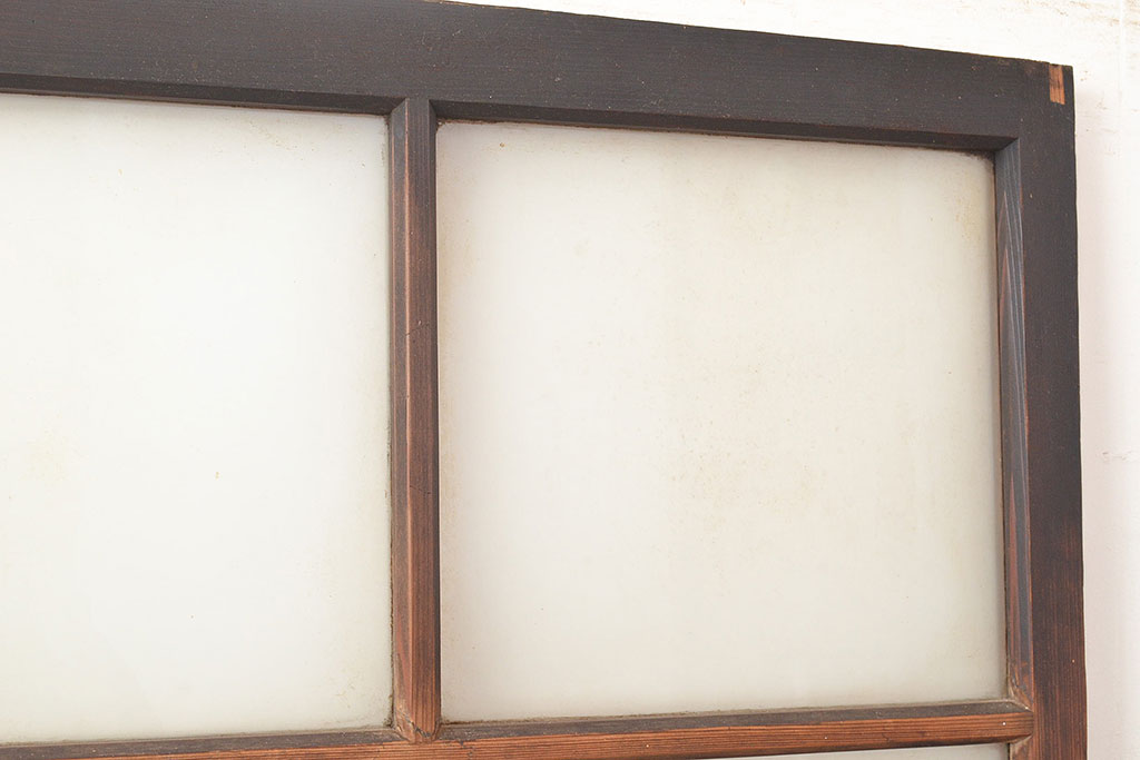 和製アンティーク　レトロな雰囲気を高めるガラス窓付きの木製ドア(建具、扉)(R-048376)