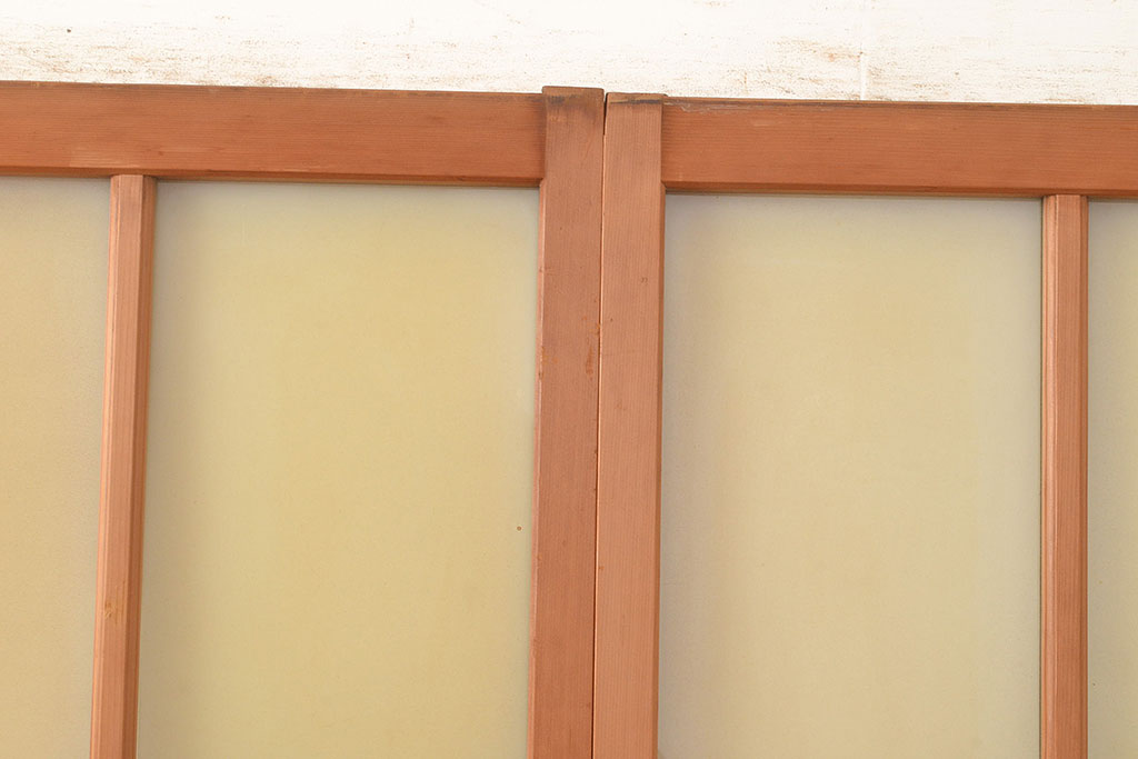 アンティーク建具　幅の狭いつくりが珍しいすりガラス戸4枚セット(引き戸、建具)(R-048380)