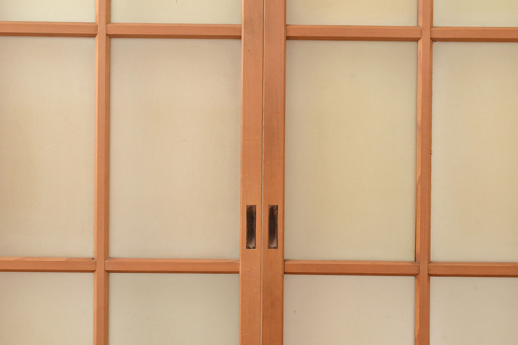 【美品】 アンティーク建具 幅の狭いつくりが珍しいすりガラス戸4枚セット 建具