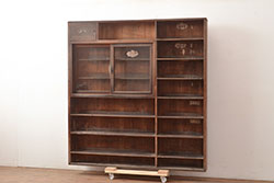 アンティーク家具　和製アンティーク　薄型サイズが珍しい収納棚(本棚、ブックシェルフ)(R-048405)