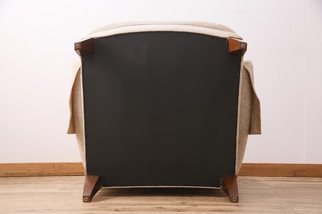 中古　HENREDON(ヘンレドン)　丸みを帯びたデザインが可愛らしい一人掛けソファ(シングル、アームチェア、1Pソファ)(R-048444)