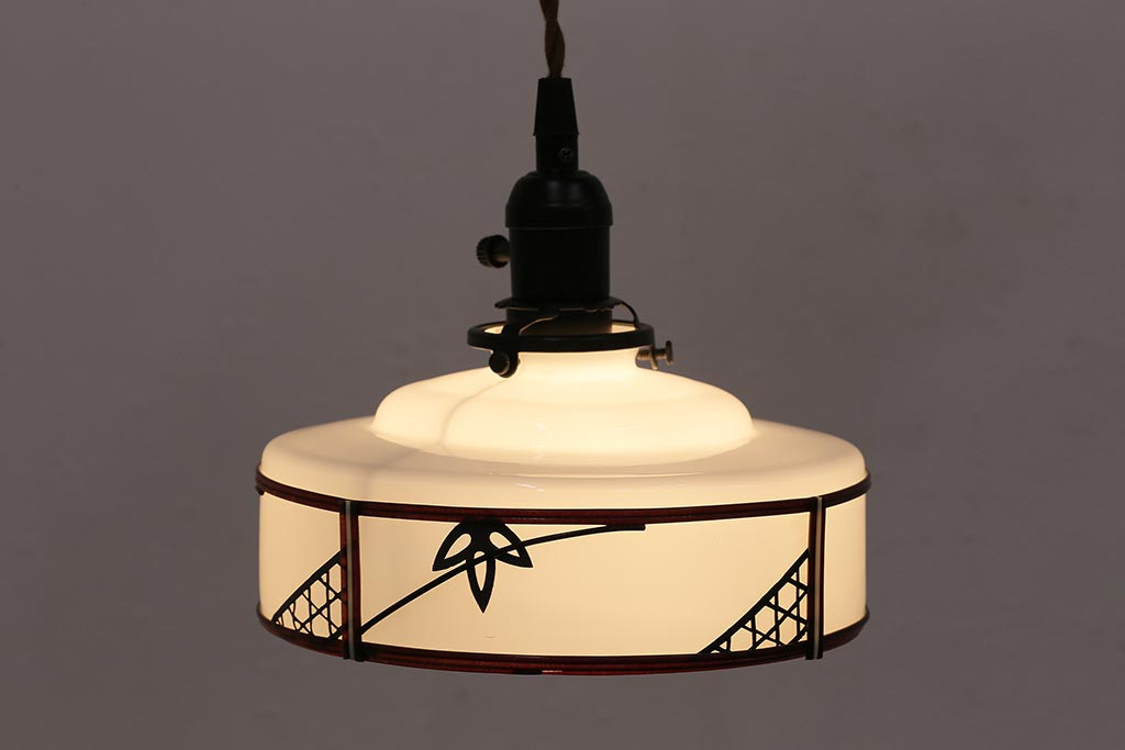 アンティーク照明　セルロイド装飾が和の風情を高める天井照明(ペンダントライト、吊り下げ照明)(R-048457)
