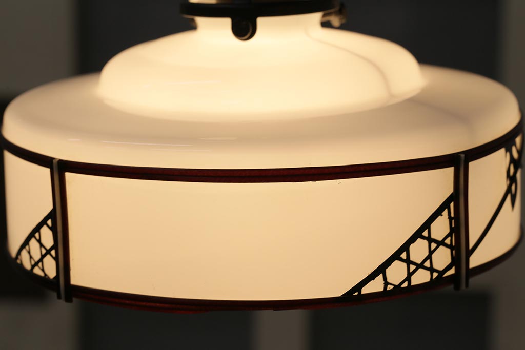 アンティーク照明　セルロイド装飾が和の風情を高める天井照明(ペンダントライト、吊り下げ照明)(R-048457)