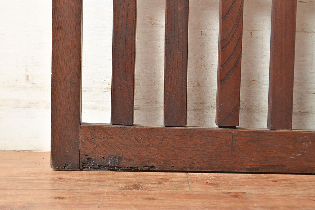 アンティーク建具　明治期　希少　古い木の風合いと木目が魅力的なケヤキ材の荒格子戸1枚(格子戸、引き戸、建具)(R-048474)