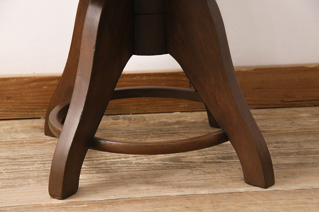 アンティーク家具　樺材　落ち着いた色合いのレトロな回転チェア(ドクターチェア、回転椅子、椅子)(R-048495)