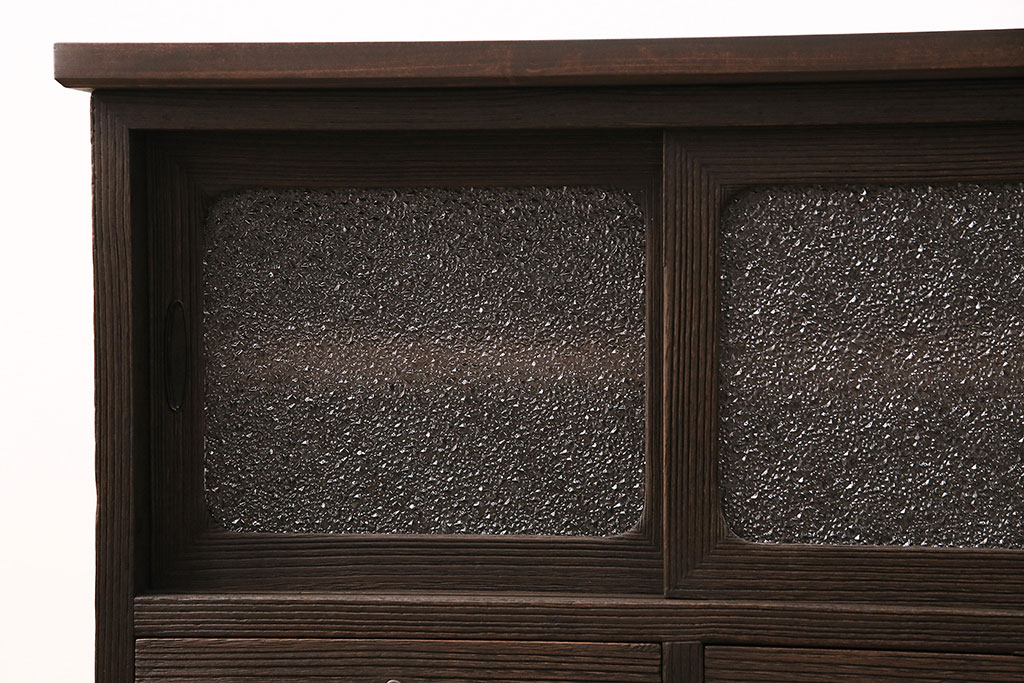 和製アンティーク　天板・脚付きリメイク　渋い風合いが魅力のローボード(テレビ台、テレビボード、収納棚)(R-048523)