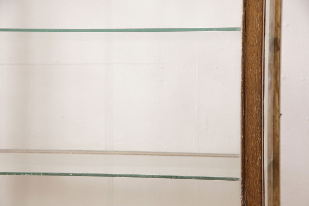 和製アンティーク　ナラ材製　昭和中期のレトロなガラスケース(ショーケース、陳列棚、店舗什器)(R-048528)