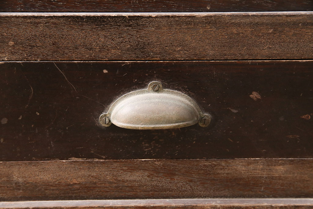 和製アンティーク　昭和初期のナラ材製ガラスケース(ショーケース、陳列棚、店舗什器)(R-048529)