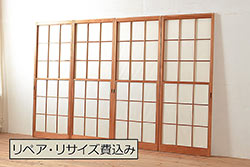 アンティーク建具　落ち着いた和の空間を演出する横桟付き引き戸1枚(板戸、帯戸、舞良戸)(R-071609)