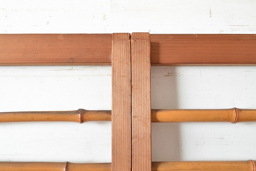 アンティーク建具　様々な採光と通風を感じることができる御簾戸2枚セット(建具、簾戸、簀戸、葭戸、夏障子、すど、葦戸)(R-048561)