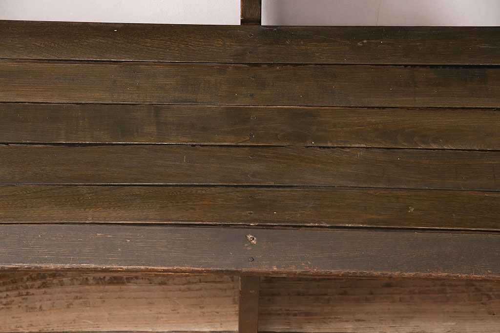 和製アンティーク　昭和初期　栓材　木の風合いが味わい深い大型のチャーチベンチ(木製ベンチ、長椅子、ベンチ)(R-048583)