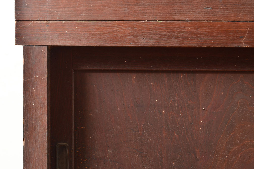 和製アンティーク　前面ヒノキ材　明治・大正期の水屋箪笥ローボード(収納箪笥、収納棚、戸棚)(R-048593)