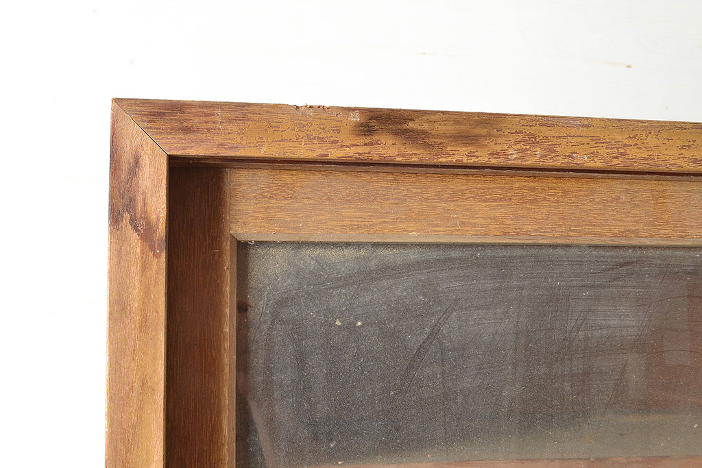 昭和レトロ　昭和中期　ラワン材　重ね戸棚(収納棚、戸棚、キャビネット)(R-048598)
