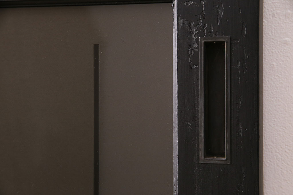 ラフジュ工房オリジナル　小粋な和の風情を感じる透かし彫りのガラス入り板戸2枚セット(仕切り戸、引き戸、建具)(R-048616)
