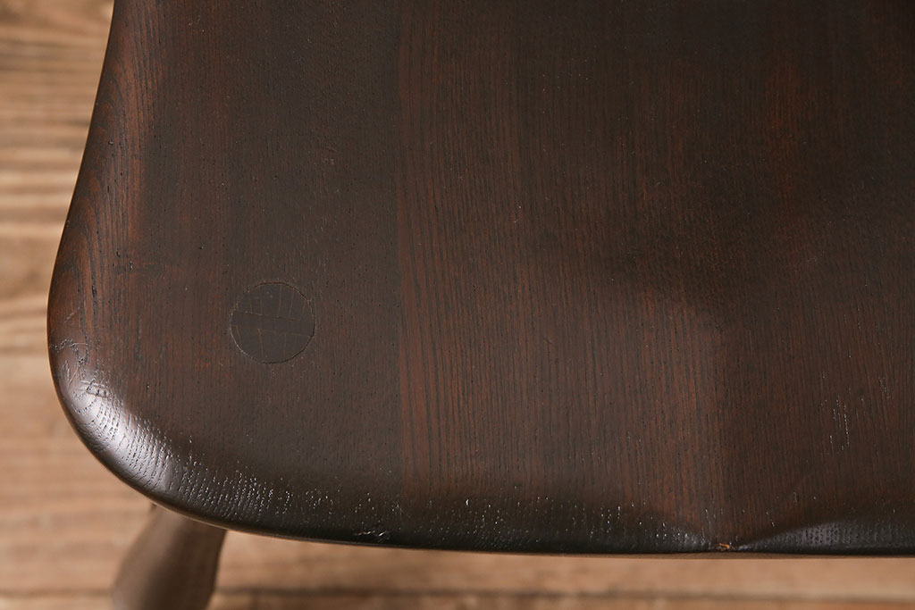 中古　松本民芸家具の竹節のデザインがお洒落なループバックチェア(定価約12万円)(ダイニングチェア、椅子、板座チェア)(R-048658)