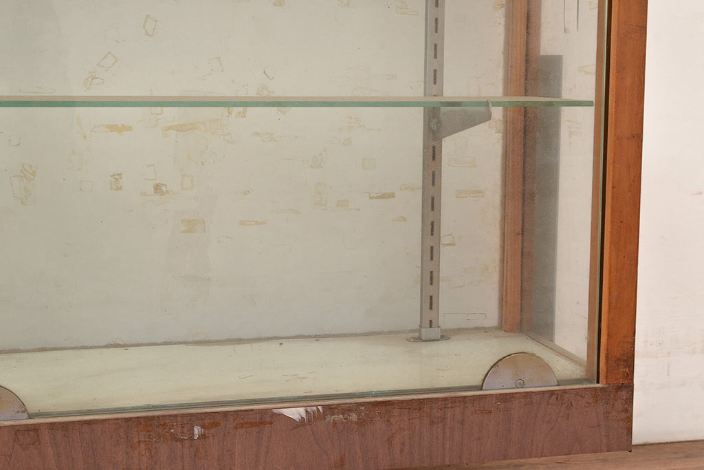 和製アンティーク　人気の薄型!　モザイクガラスがおしゃれなガラスケース(ショーケース、陳列棚)(R-048670)
