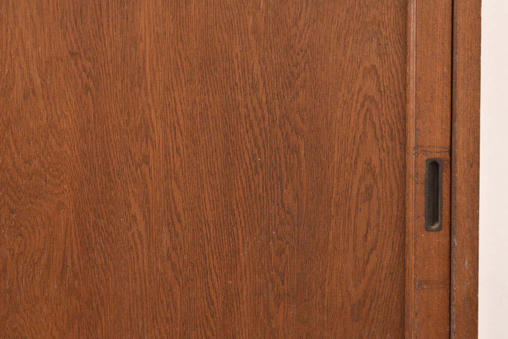 和製アンティーク　昭和中期　前面・主要部ナラ材　重ね戸棚(収納棚、食器棚、キャビネット)(R-048671)