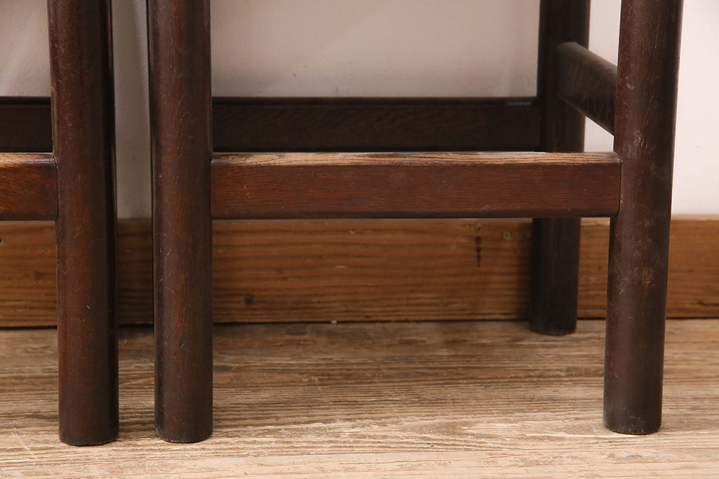 ヴィンテージ家具　松本民芸家具　初期モデル　ラッシ座面がおしゃれなスツール2脚セット(チェア、椅子、ビンテージ)(R-048683)