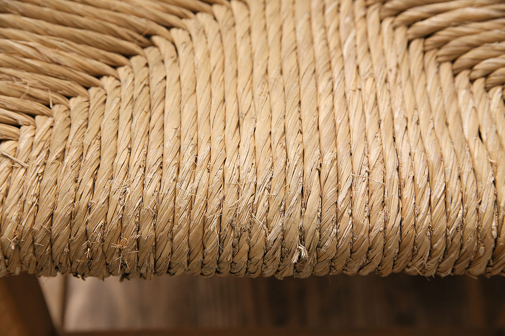 ヴィンテージ　松本民芸家具　初期モデル　ラッシ座面がおしゃれ!素朴な木肌が味わい深いスツール2脚セット(チェア、椅子、ビンテージ)(R-048688)