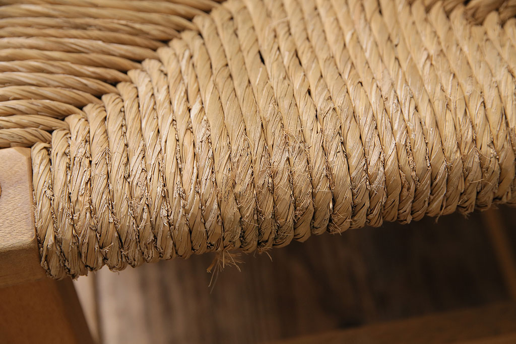 ヴィンテージ　松本民芸家具　初期モデル　ラッシ座面がおしゃれ!素朴な木肌が味わい深いスツール2脚セット(チェア、椅子、ビンテージ)(R-048695)