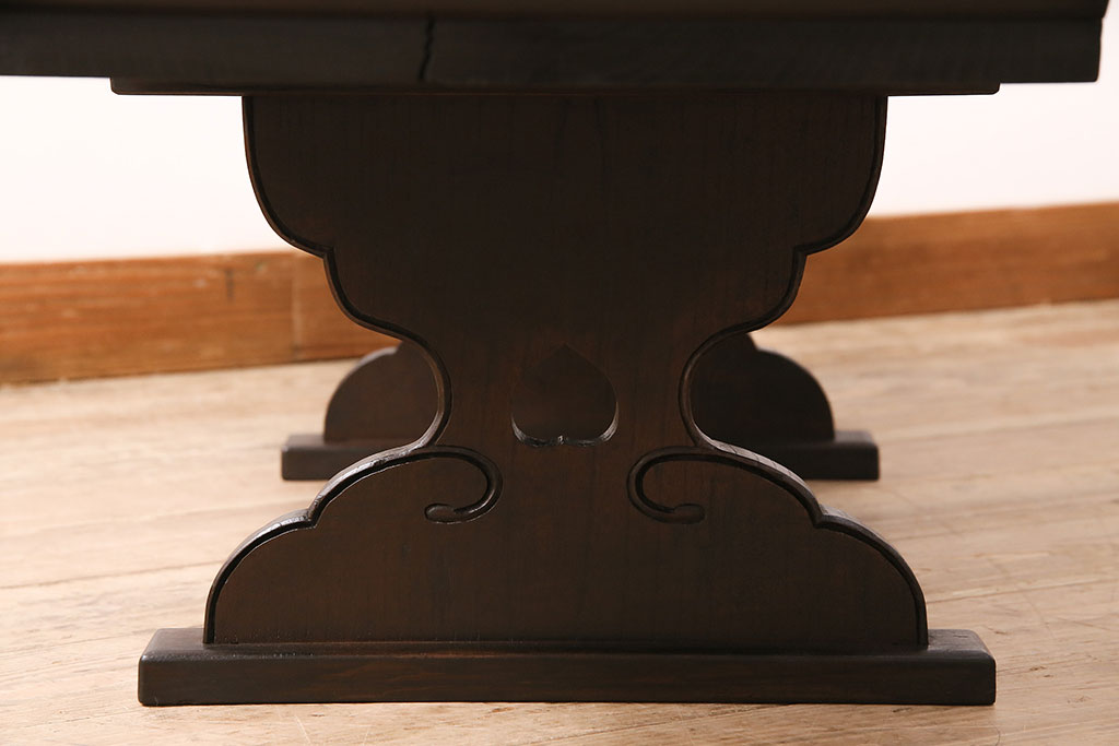 和製アンティーク　細やかな意匠が上品な総栗材製の文机(ローテーブル、センターテーブル)(R-048702)
