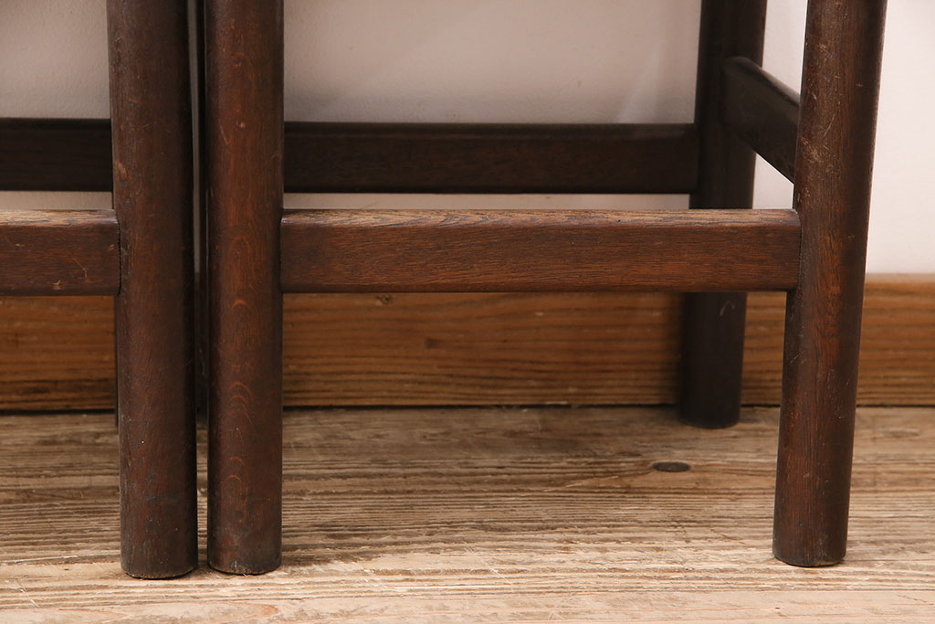 ヴィンテージ家具　松本民芸家具　初期モデル　ラッシ座面がおしゃれなスツール2脚セット(チェア、椅子、ビンテージ)(R-048709)