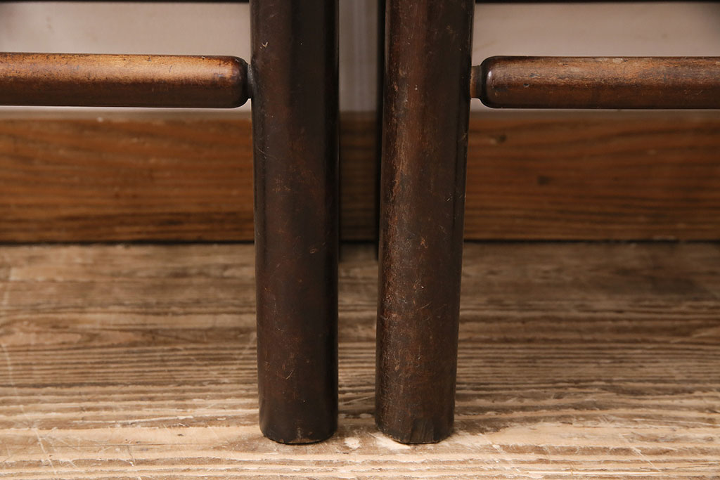 ヴィンテージ　松本民芸家具　ラッシ座面がおしゃれなスツール2脚セット(チェア、椅子、ビンテージ)(R-048712)