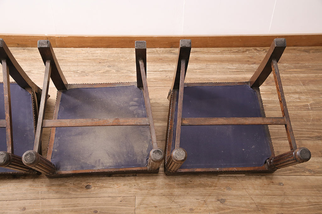 アンティーク家具　ベルギー　オーク材　ジャンクスタイルの空間づくりにおすすめなチェア4脚セット(ダイニングチェア、椅子)(R-048784)
