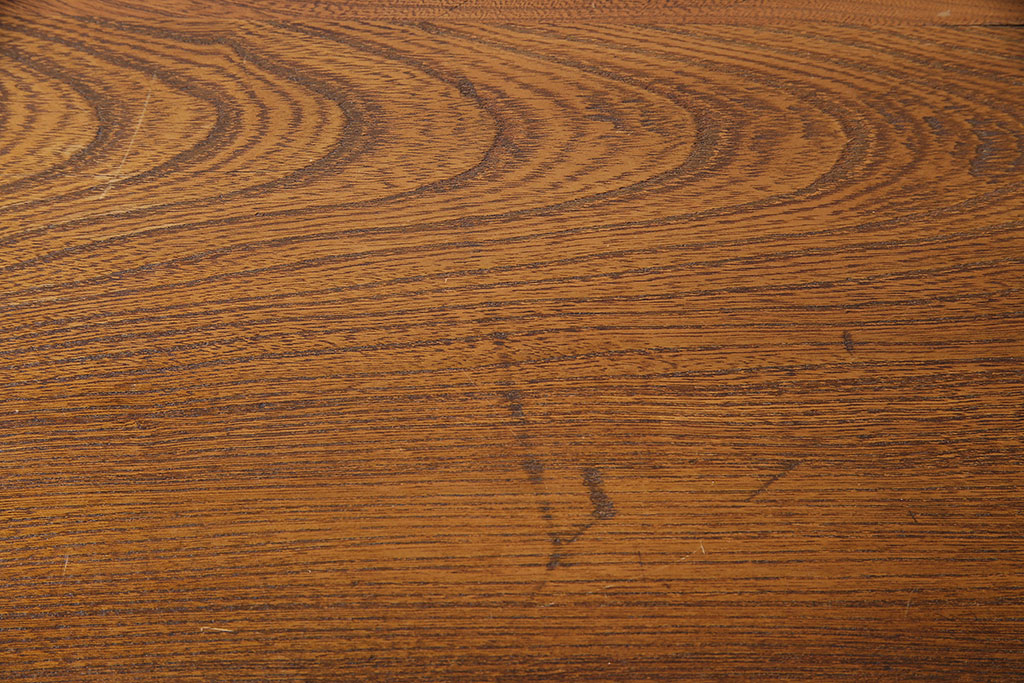和製アンティーク　特大サイズ　総ケヤキ材　天板極厚!木の味わいが楽しめる引き出し付きの作業台(ダイニングテーブル)(R-048829)