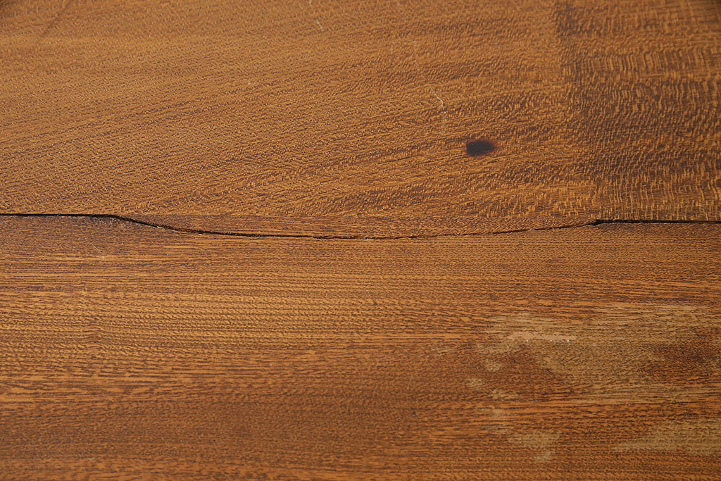 和製アンティーク　特大サイズ　総ケヤキ材　天板極厚!木の味わいが楽しめる引き出し付きの作業台(ダイニングテーブル)(R-048829)