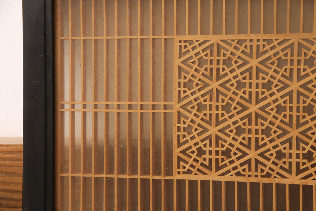 和製アンティーク　緻密な幾何学模様が美しい組子欄間(建具、明り取り、明かり取り)(R-048845)