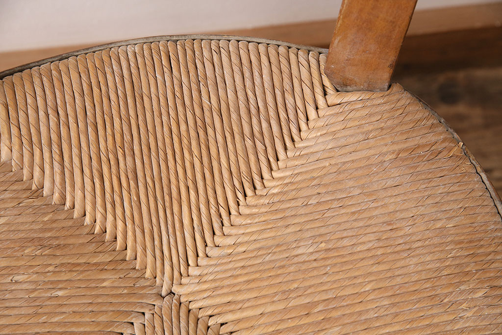 イギリスアンティーク　ビーチ材　編み座面のフレンチチャーチチェア2脚セット(椅子、ダイニングチェア)(R-048853)