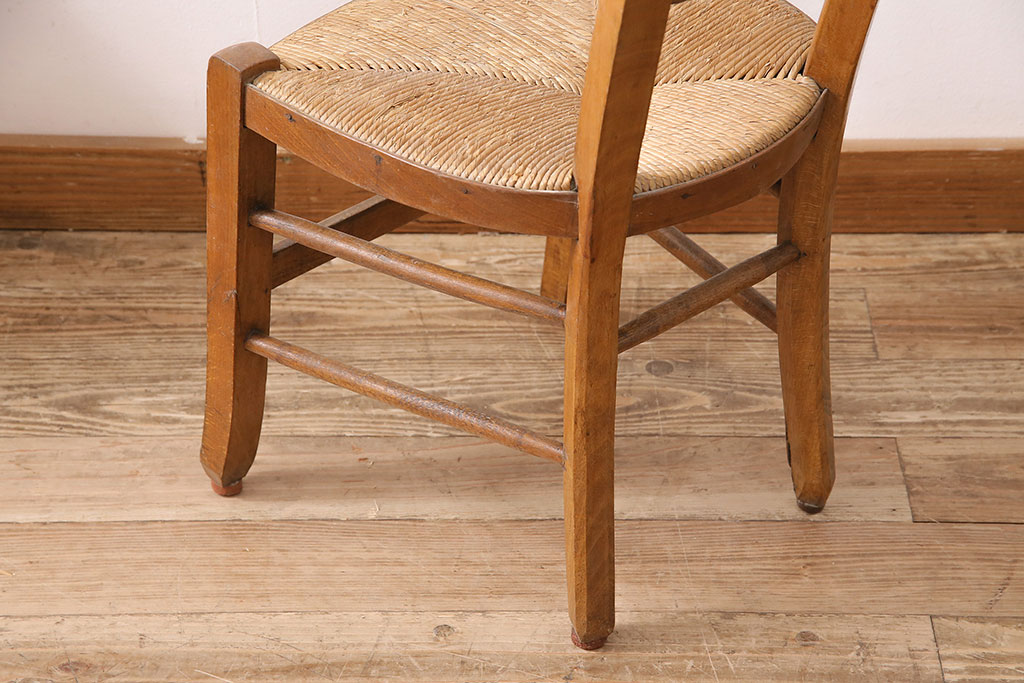 イギリスアンティーク　ビーチ材　編み座面のフレンチチャーチチェア2脚セット(椅子、ダイニングチェア)(R-048853)