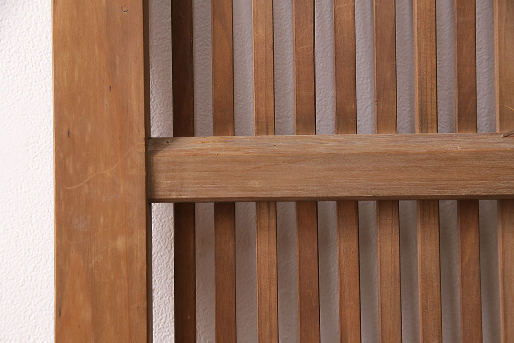 和製アンティーク　腰板ケヤキ材　桟のデザインがお洒落な格子戸1枚(引き戸、建具)(R-048921)