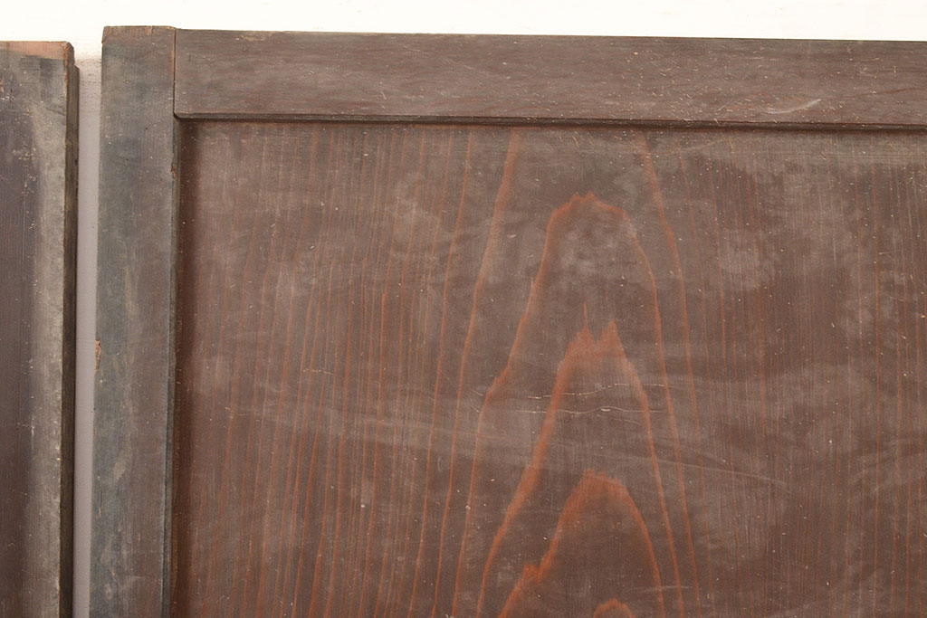 和製アンティーク　上品な和の趣を演出する障子帯戸2枚セット(引き戸、建具、障子戸、板戸)(R-048930)