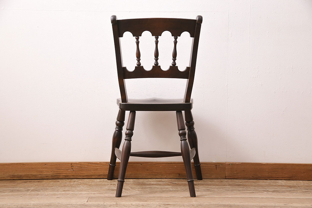 中古　松本民芸家具　#49型A　背もたれの美しいデザインが印象的なワイコムチェア(ダイニングチェア、椅子、板座チェア)(R-049010)