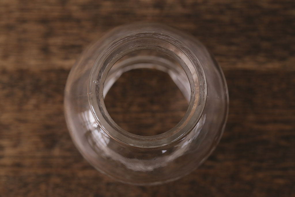 昭和レトロ　ダイヤガラスがお洒落な古いガラスの豆ランプ(オイルランプ、火屋、油壷)(R-049053)