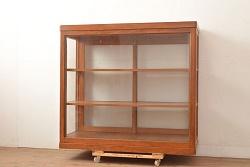 和製アンティーク　昭和初期　シンプルな木製の収納棚(オープンラック、飾り棚、本棚)(R-049163)