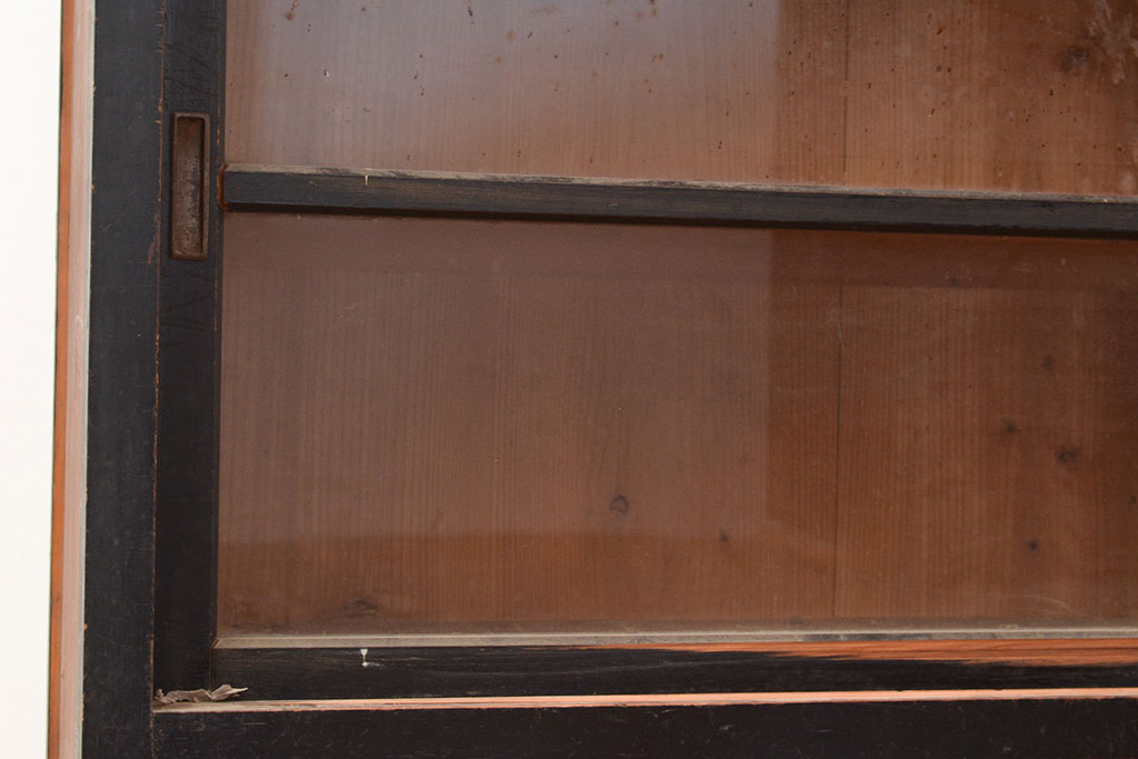 和製アンティーク　大正ロマン　重ねガラス戸棚(収納棚、戸棚、キャビネット)(R-049113)
