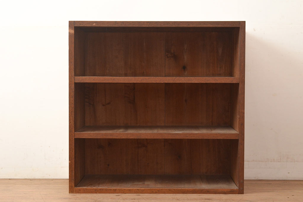 和製アンティーク　昭和初期　シンプルな木製の棚(オープンラック、収納棚、飾り棚、本棚)(R-049162)