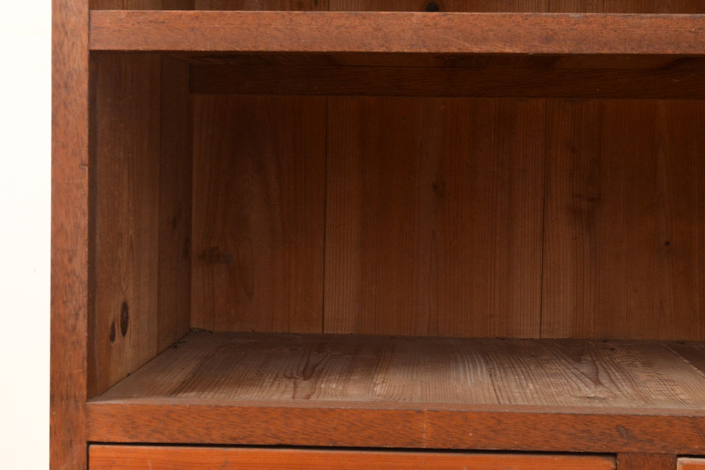 和製アンティーク　昭和初期　シンプルな木製の収納棚(オープンラック、飾り棚、本棚)(R-049163)