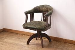 和製アンティーク　大正ロマン　ナラ材製の回転チェア(回転椅子、ドクターチェア、椅子)(R-049190)