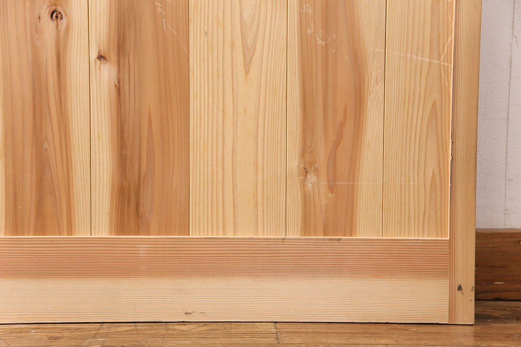 昭和レトロ　和モダンにおすすめ!明るい木色が魅力的な升目格子のガラス戸2枚セット(引き戸、建具、格子戸)(R-049210)
