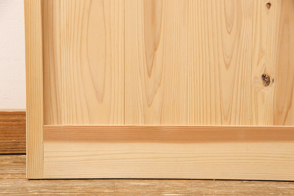 昭和レトロ　和モダンにおすすめ!明るい木色が魅力的な升目格子のガラス戸1枚(引き戸、建具、格子戸)(R-049211)