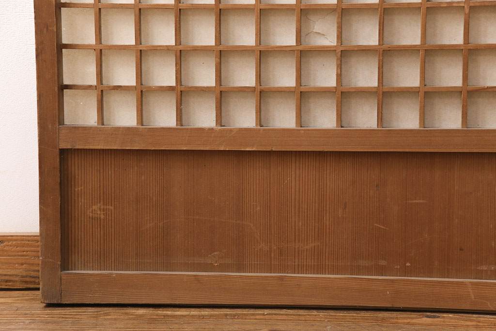 和製アンティーク　細かな升格子が美しい!上質な空間作りを叶える障子戸2枚セット(引き戸、建具)(R-049215)